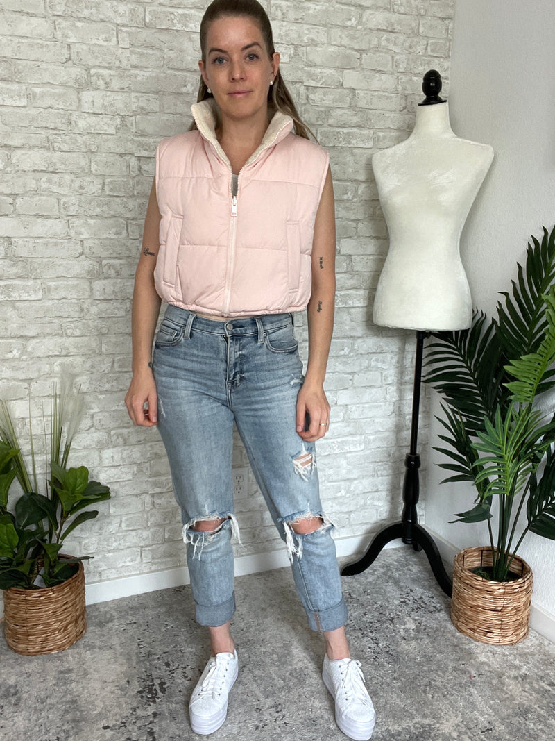 Paige Reversible Cropped Vest Light Pink – Electric Dream Boutique