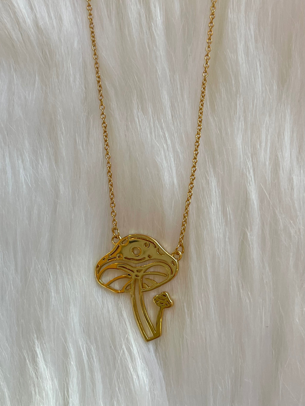 Mushroom Pendant Necklace Gold
