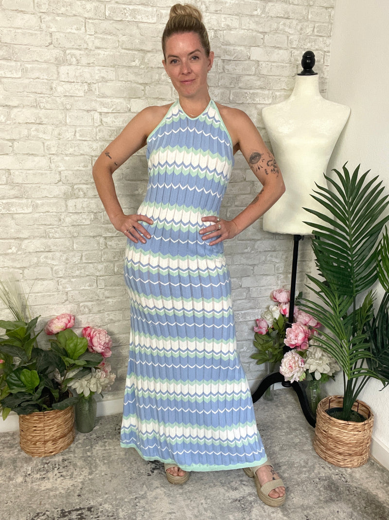 Niomi Aqua/Blue Stripe Crochet Dress – Electric Dream Boutique