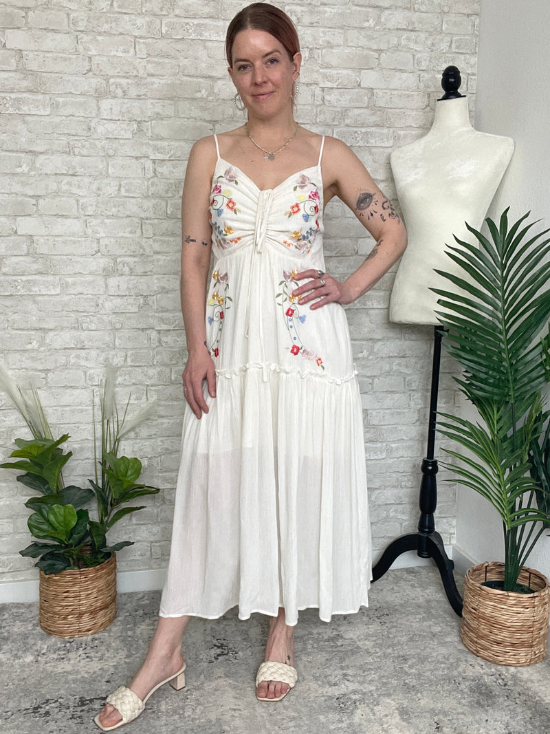 Demeter Cream Floral Embroidered Dress