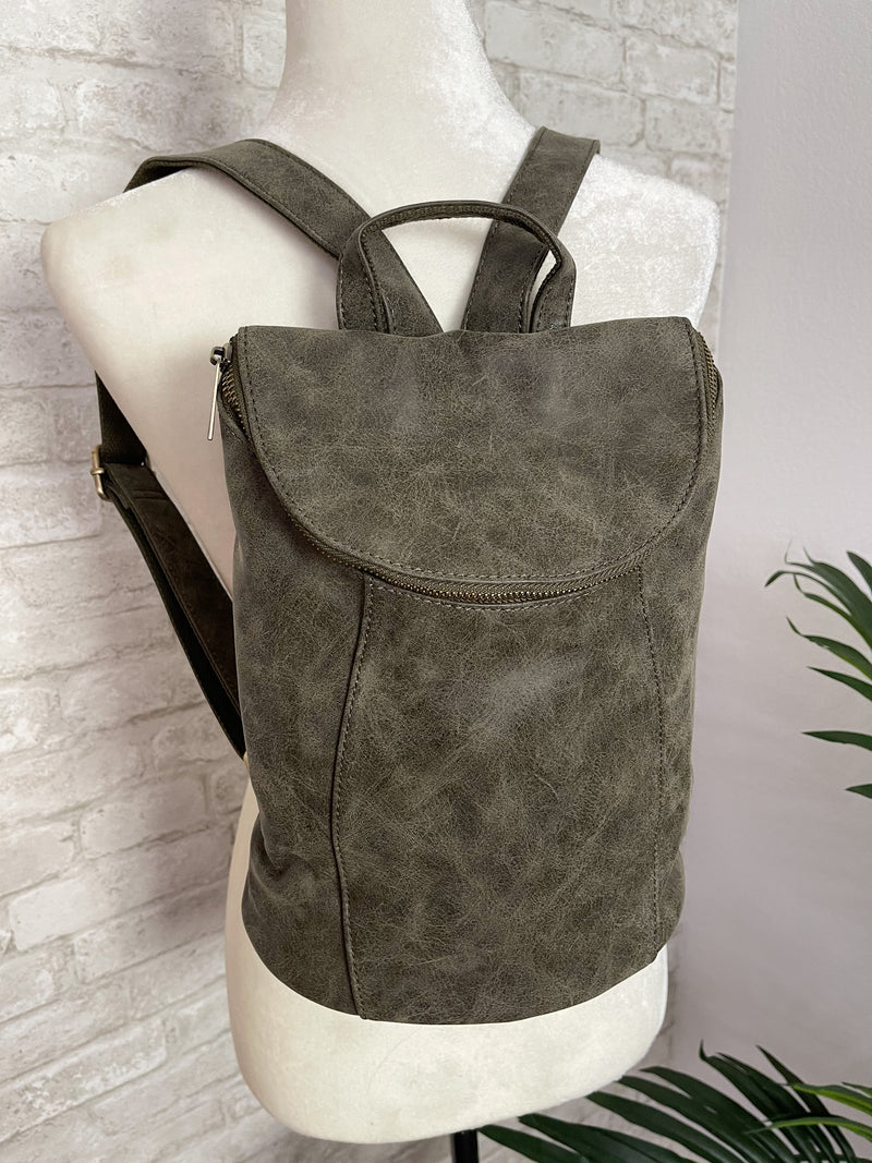 Alyssa Distressed Backpack Olive