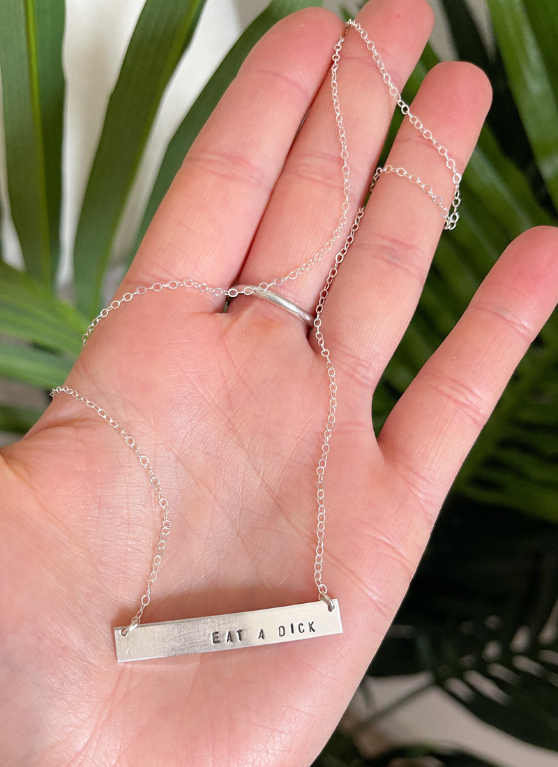 Eat A Dick Necklace Silver