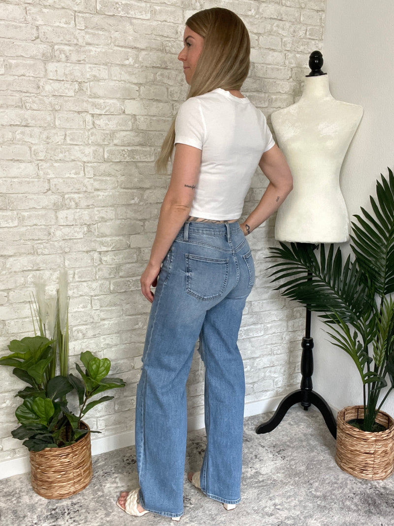 High Rise Baggy Jean Distressed
