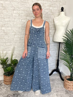Flower Checker Print Overalls