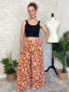 Abstract Swirls Wide Leg Pant - Ginger + Beige