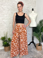 Abstract Swirls Wide Leg Pant - Ginger + Beige