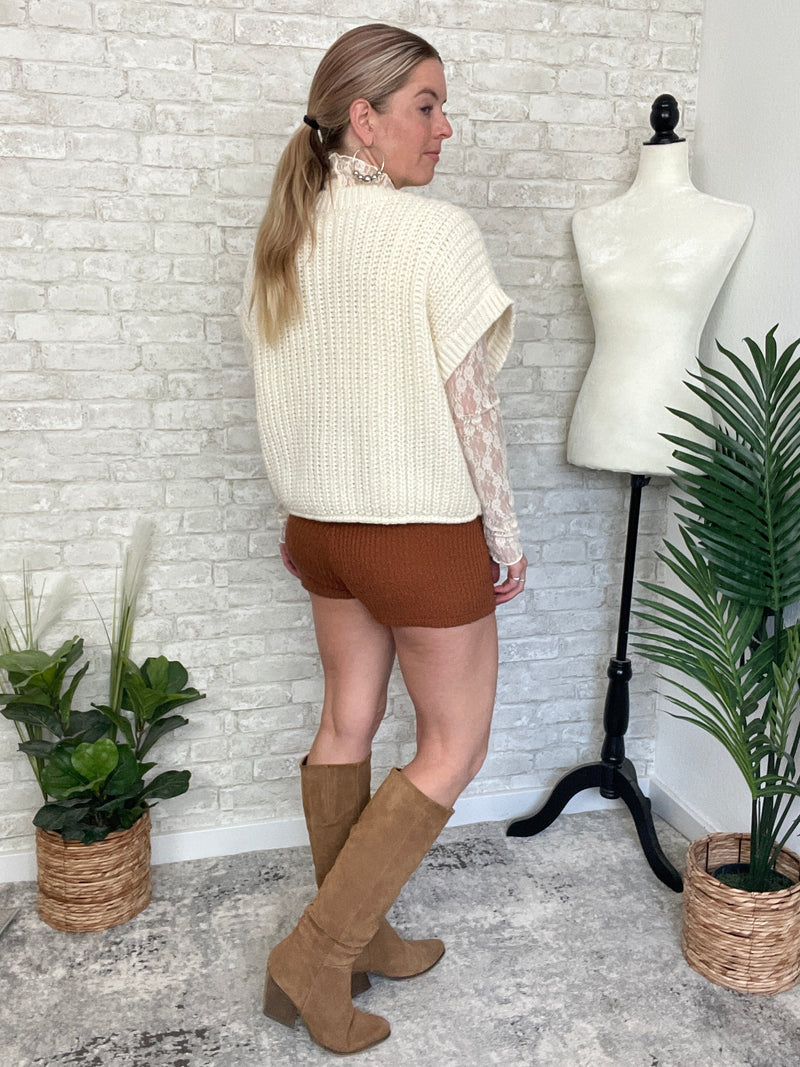 Lanny Short Sleeve Button-Up Cardigan Cream