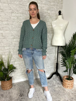 Cherry Blossom Cardigan Teal Green