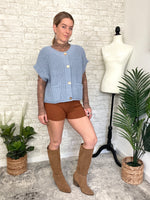 Lanny Short Sleeve Button-Up Cardigan Blue