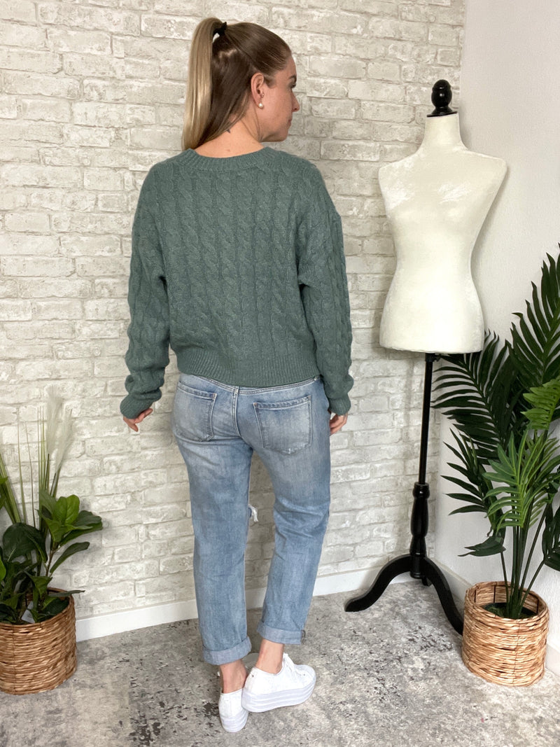 Cherry Blossom Cardigan Teal Green