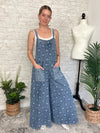 Flower Checker Print Overalls