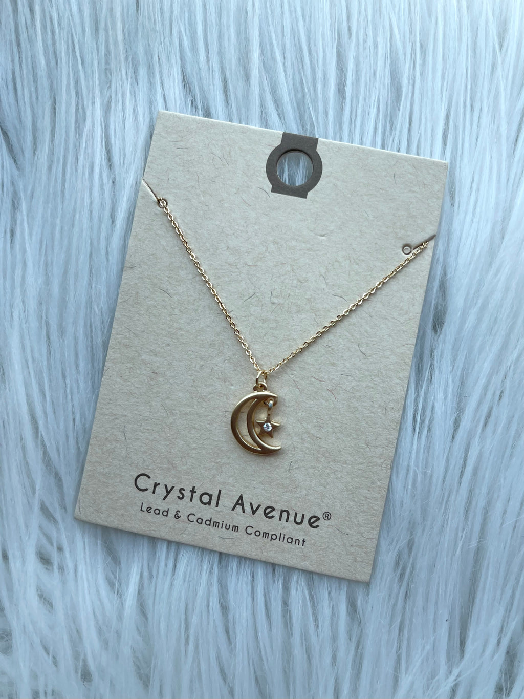 Star+Moon Pendant Necklace Gold