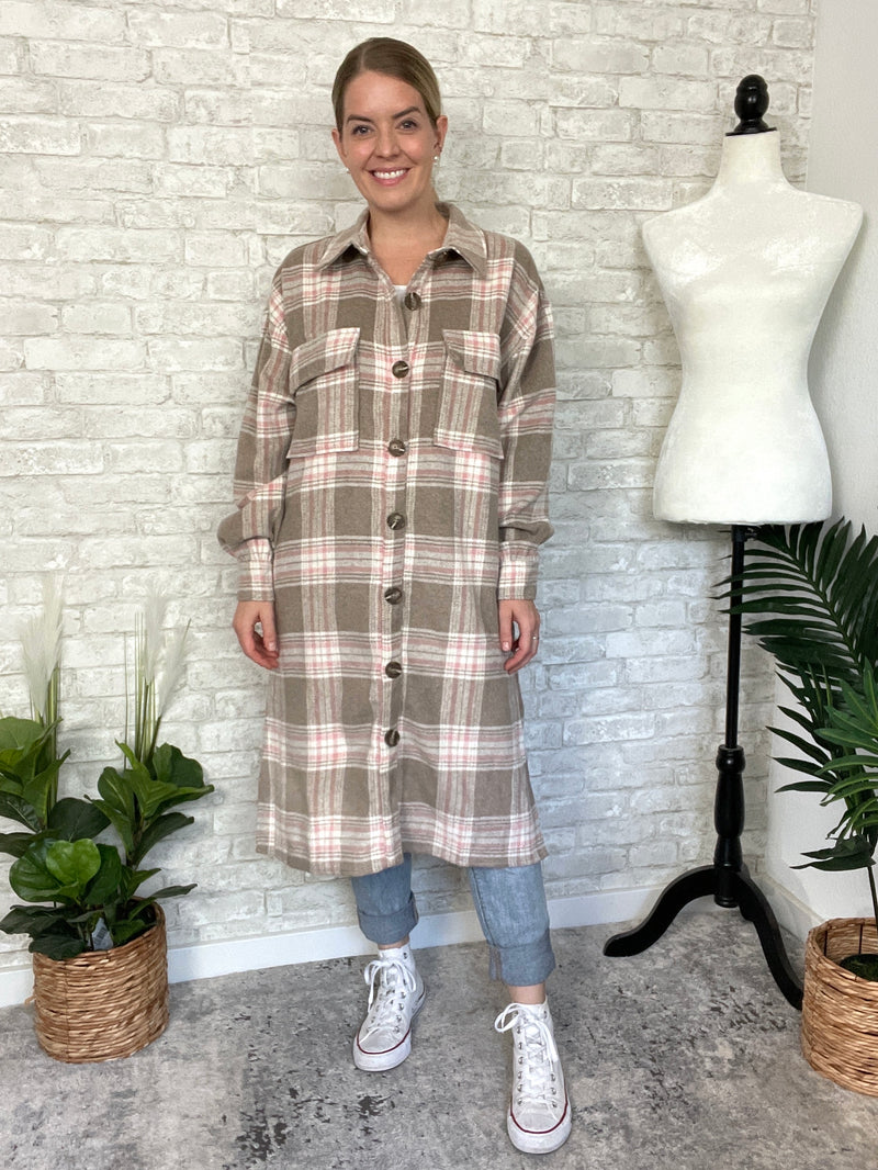 Cindy Plaid Shacket Long