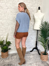 Lanny Short Sleeve Button-Up Cardigan Blue