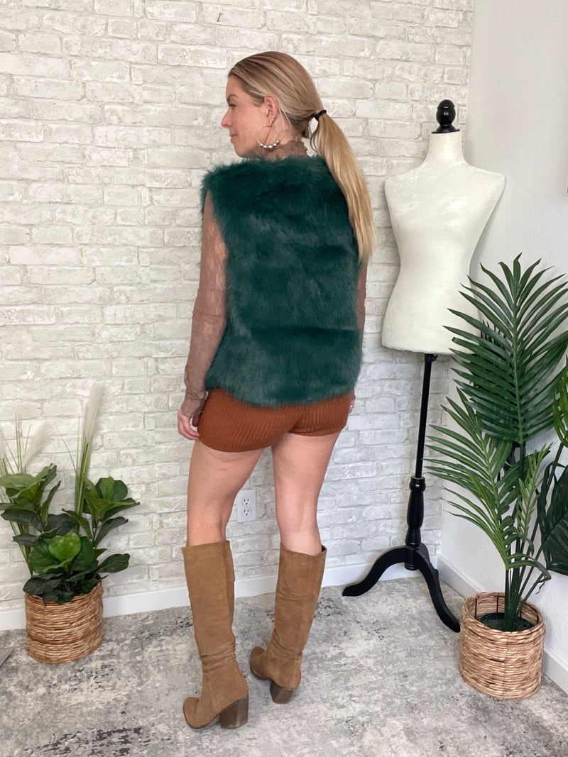 Rochelle Fuzzy Vest Green
