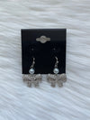 Pearl + Rhinestone Bow Earring Silver