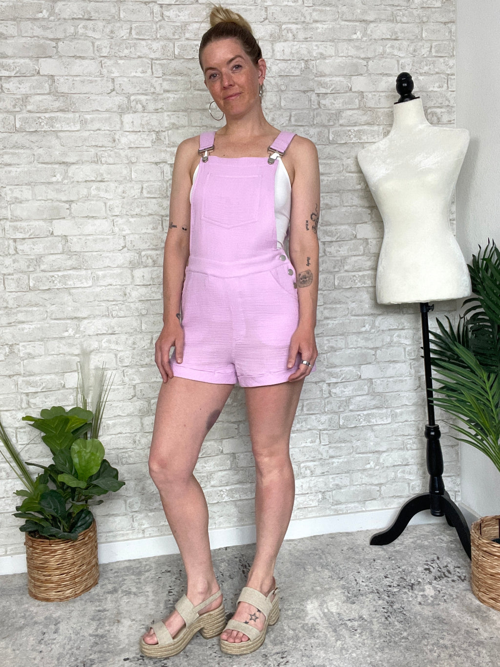 Sophi Pink Short Overalls