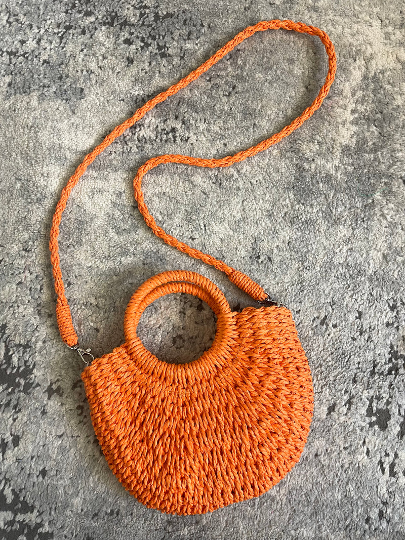 Mini Bright Straw Bag - Orange