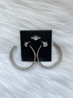 Silver Thick Textured Hoop