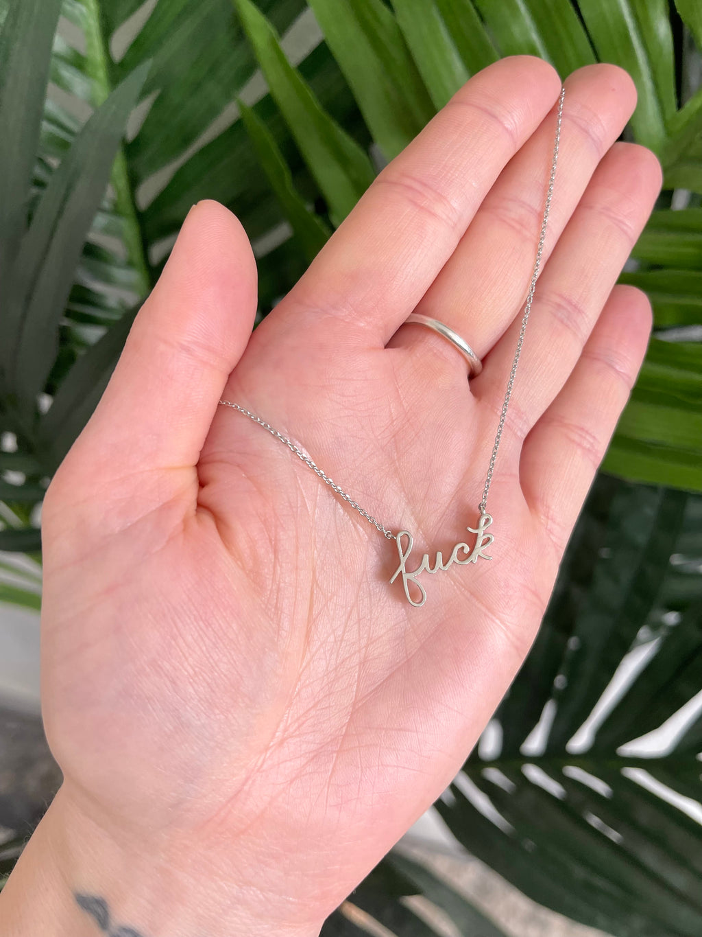 Script "Fuck" Necklace Silver
