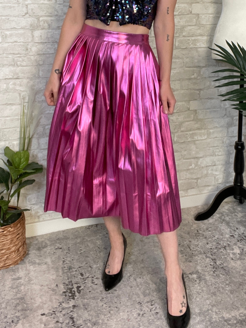 Rhonda Pink Metallic Skirt