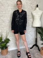Midnight Textured Petal Button Up