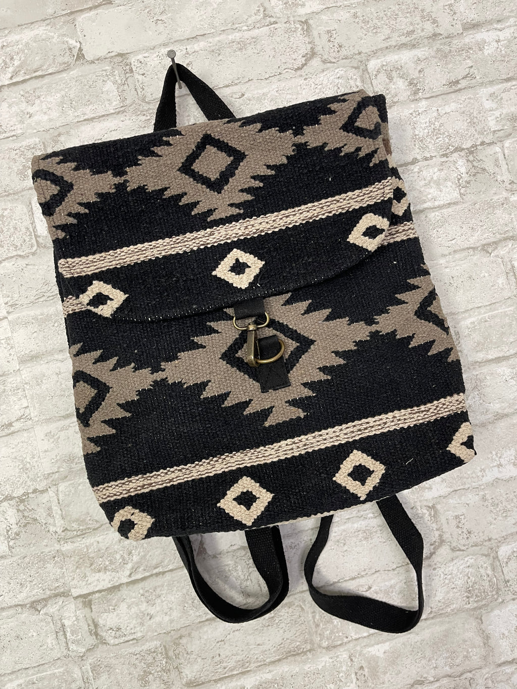 Black, Taupe + Cream Aztec Backpack