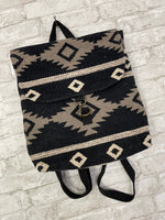 Black, Taupe + Cream Aztec Backpack
