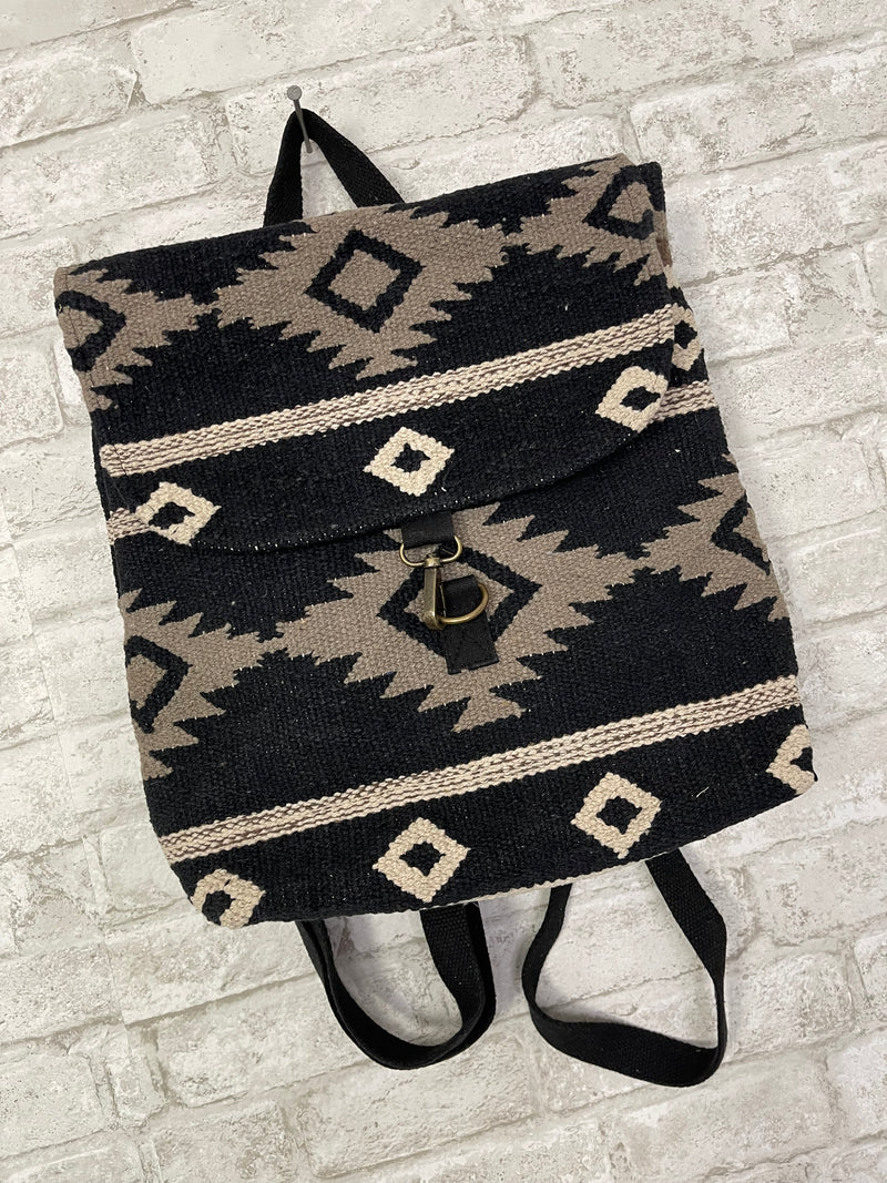 Black, Taupe + Cream Aztec Backpack