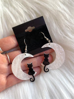 Crescent Kitten Moon Earrings