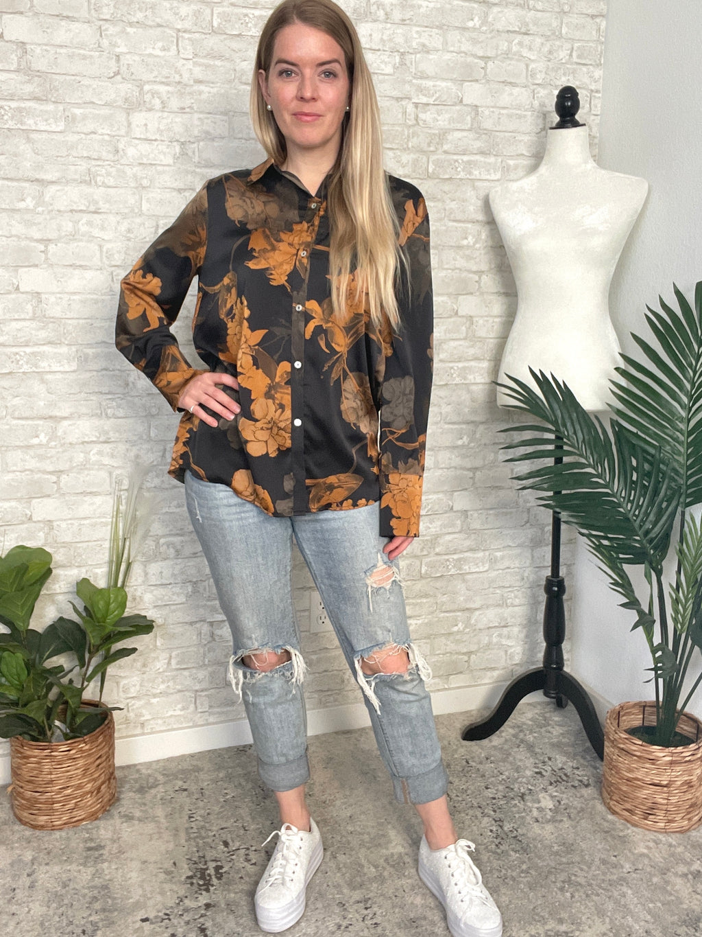 Bronzed Peony Blouse