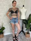 Pearl Disco Black Tulle Top