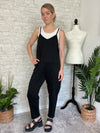 Elaine Full Length Black Terrycloth Jumpsuit
