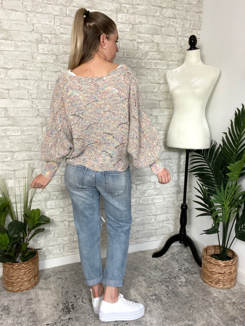 Rainbow Retro Swirl Knit Top