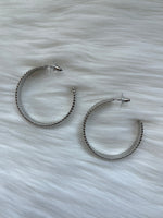 Silver Thick Textured Hoop