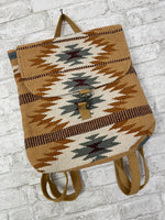 Tan, Camel + Teal Aztec Backpack