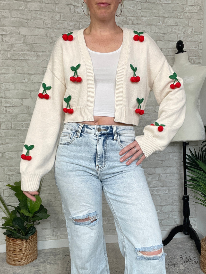 Cream Bauble Cherry Cardigan