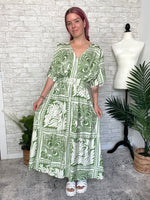 Flor Green Maxi Kimono Dress