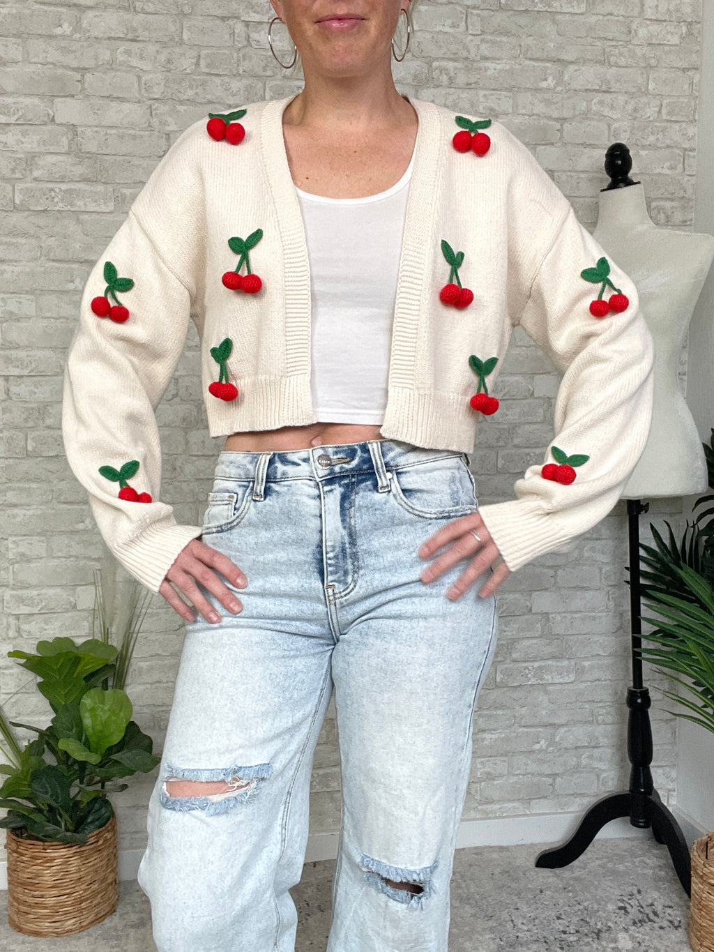 Cream Bauble Cherry Cardigan
