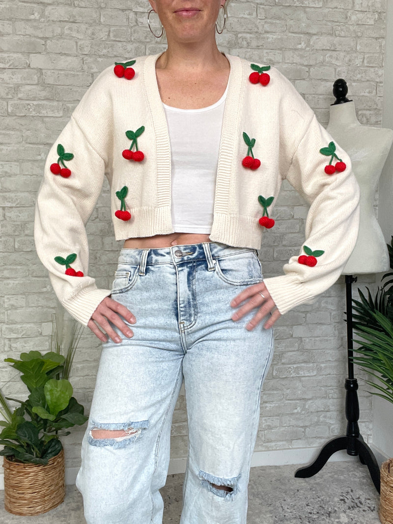 Cream Bauble Cherry Cardigan