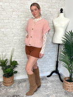 Lanny Short Sleeve Button-Up Cardigan Pink