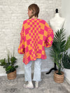 Millie Checker Print Cardigan Pink+Orange