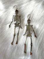 Dancing Skeleton Earrings Silver