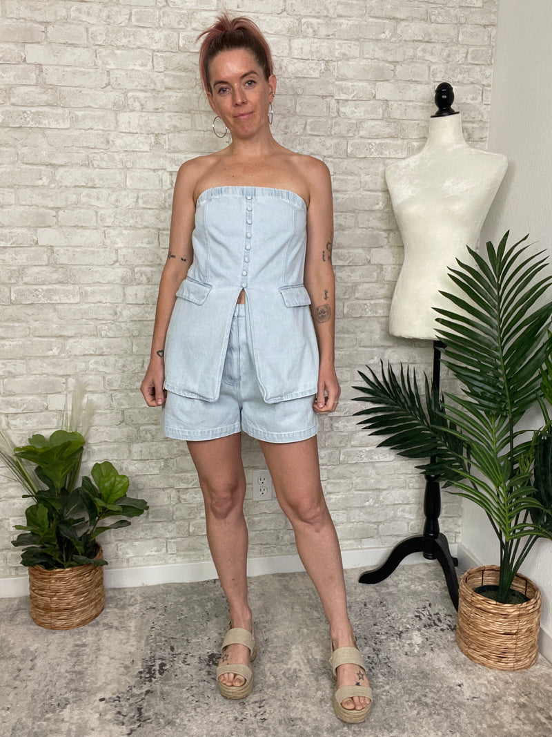 Rhonda Strapless Denim Top