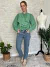 Celine Bow Blouse Green