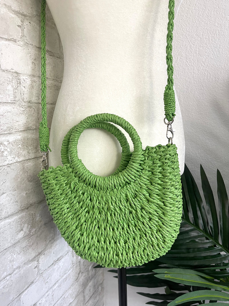 Mini Bright Straw Bag - Green