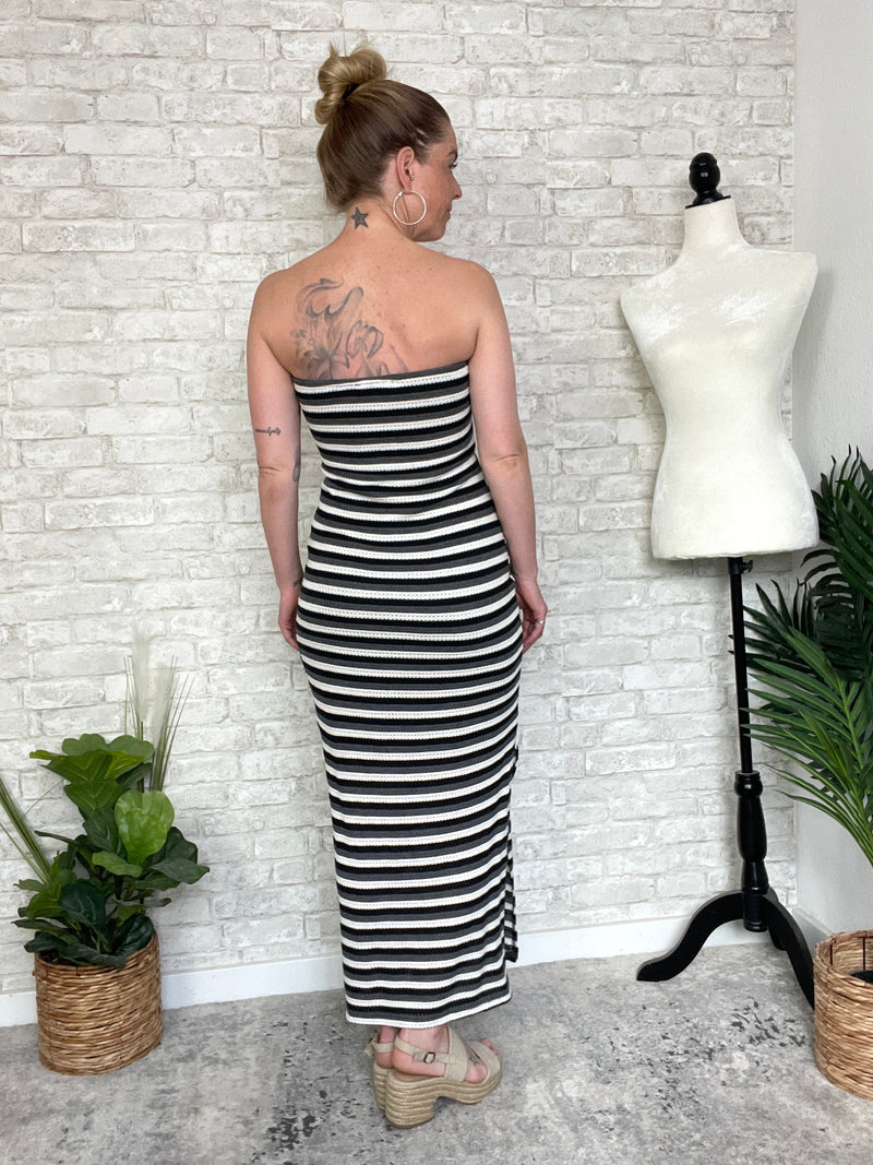 Lionel Black+White Stripe Knit Tube Dress