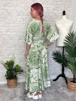 Flor Green Maxi Kimono Dress