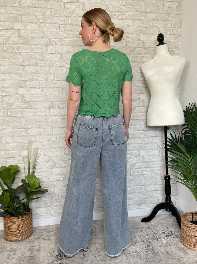 Druna Wide Leg Jeans W/ Tie
