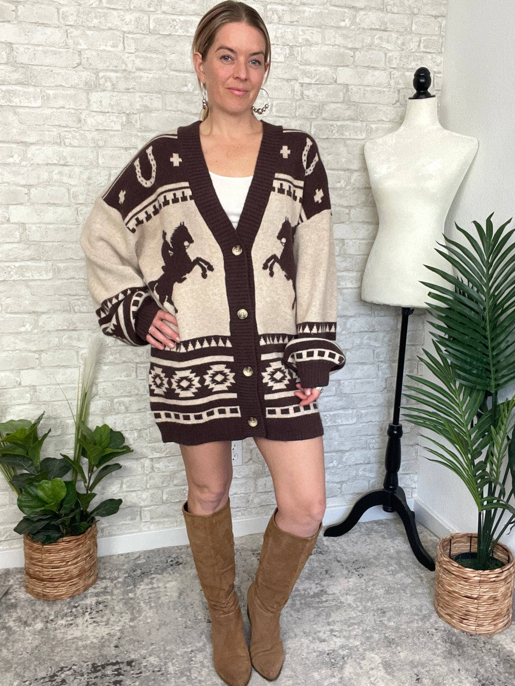 Holly Western Cardigan Brown